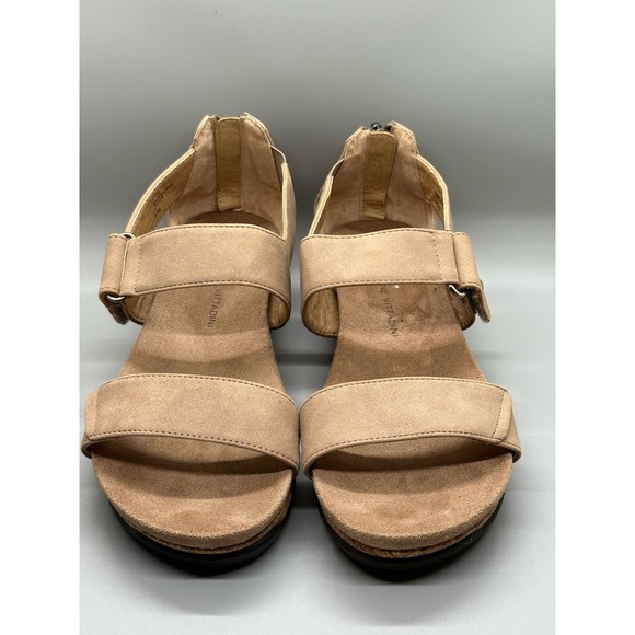 Adrienne Vittadini Taytum Taupe Open Toe Platform Sandals Shoes Sz 6M - Picture 1 of 10